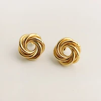 flower metal wraps hollow stud earrings for womentwisted multilayer circle geometric earrings new party holiday daily jewelry