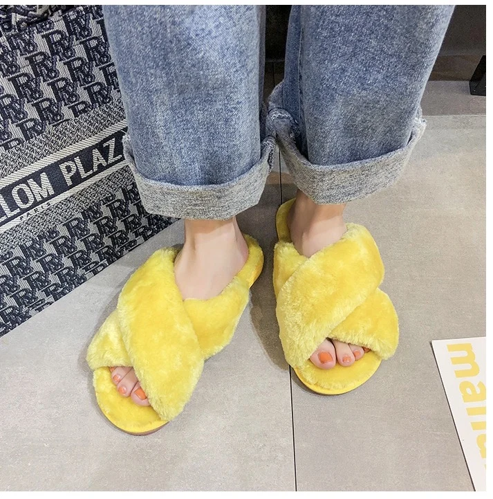 

2021 зимние женские домашние тапочки из искусственного меха; Теплая обувь с Женская обувь без застежки на плоской подошве; Женские шлепанцы б...