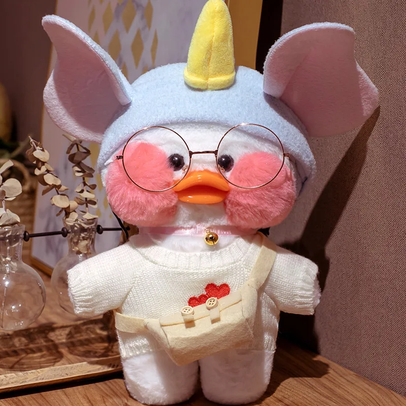 30 см Милый пухлый утенок ЛаЛафанфан Плюшевые игрушки с одеждой Кавай с куклой Животное Подушка День рождения Подарок для детей детям