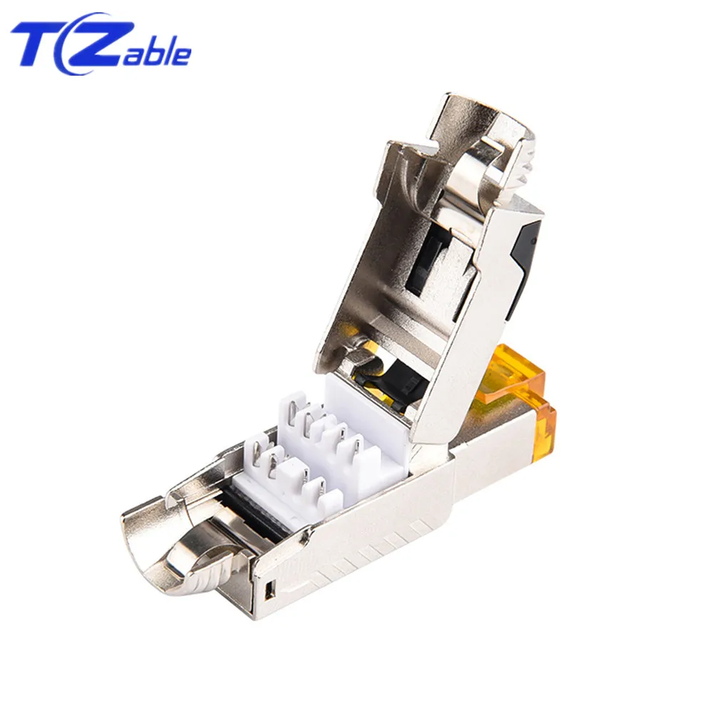 rj45 cat6a cat7 cat8 ethernet connectors tool free shielded network cable adapter internet cable extension plug rj45 terminal free global shipping