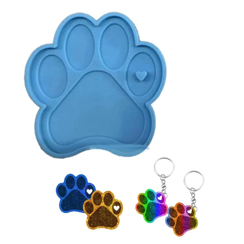 

3Pcs/Set Dog Paw Style Keychain Epoxy Resin Mold Necklace Pendant Silicone Mould