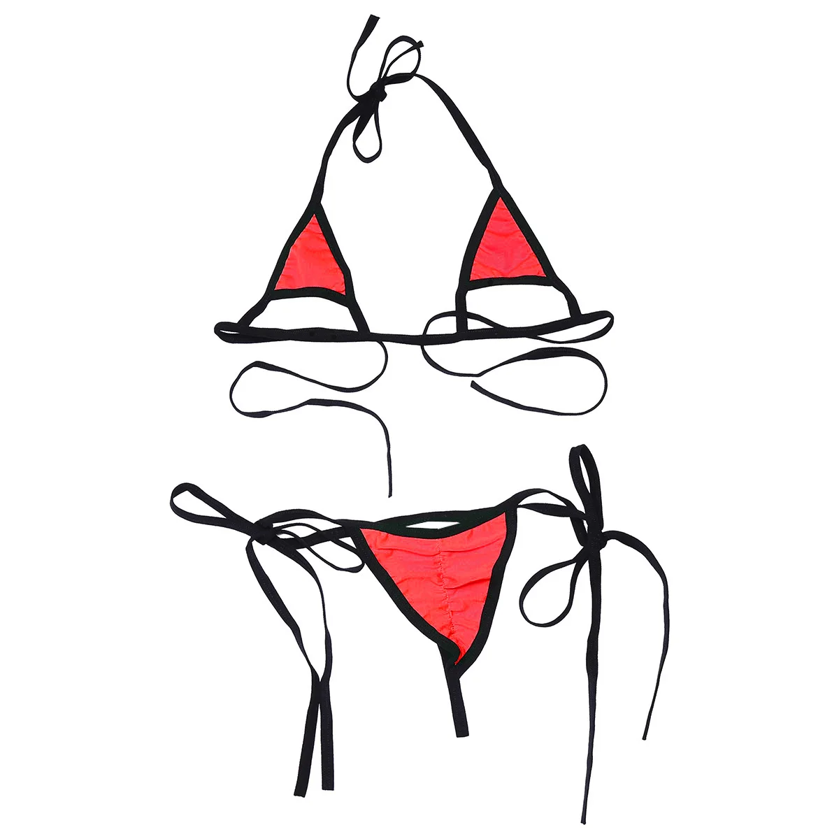 Женский купальник бикини комплект микро мини из двух предметов с лямкой через