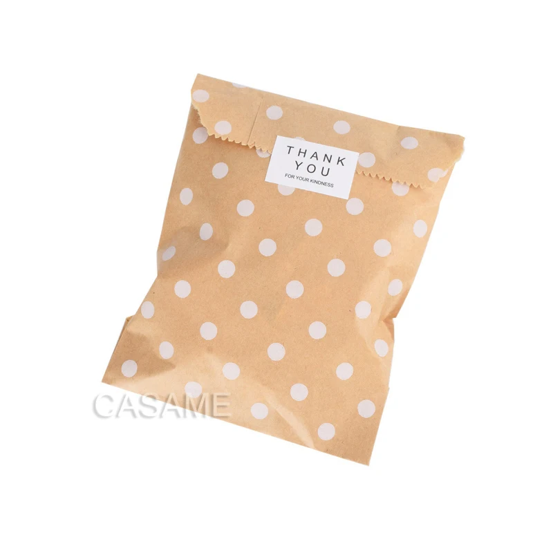 dot with sticker Маленькие лакомые сумки 15 см x 10 см 50 шт шеврон в горошек Цветочная композиция бумажный мешок для попкорна продукты питания безопасный подарок на день рождения бумажные подарочные пакеты - Цвет: dot with sticker