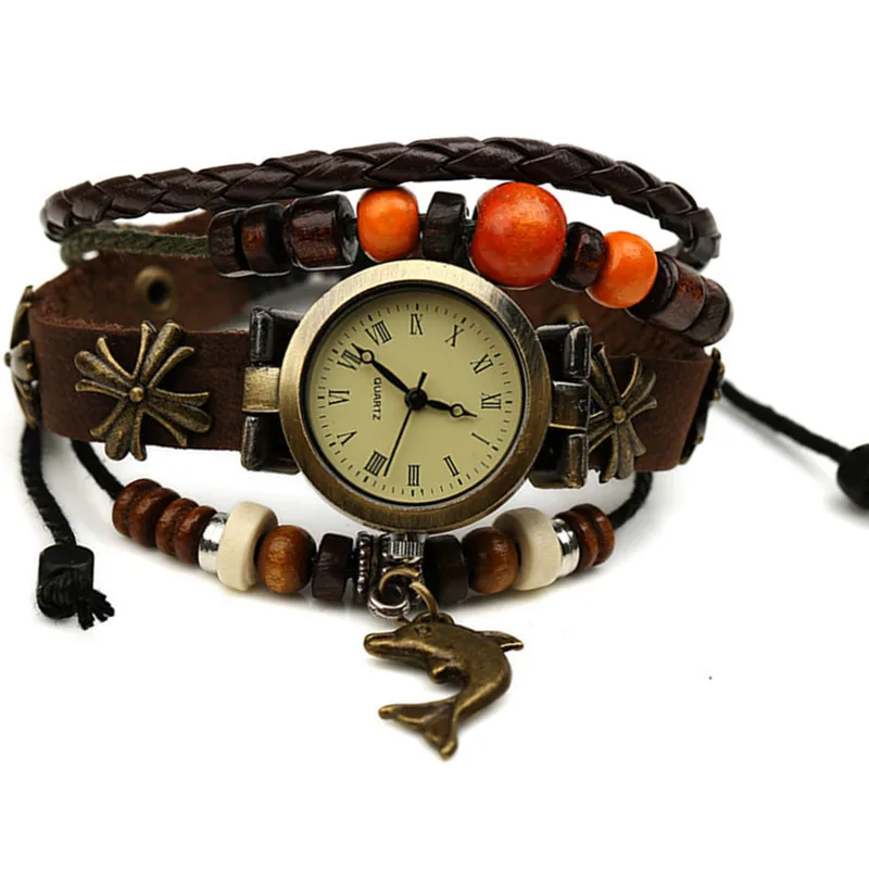 

New watch student birthday gift personalized Leather Bracelet Watch vintage leather bracelet watch adult gift