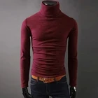 Мужская водолазка с высоким воротом, плотный теплый свитер из хлопка, облегающий пуловер с двойным воротником, вязаная одежда для зимы