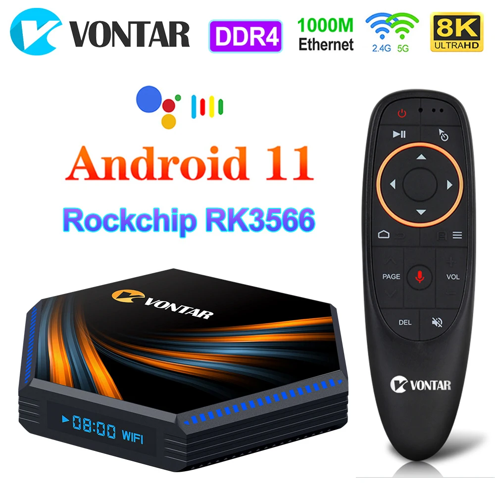 Vontar-receptor de tv Box com Android Rockchip Rk3566 4gb 32gb 64gb Suporta 1080p 4k Google Play Youtube tv 11 8gb Ram 128gb