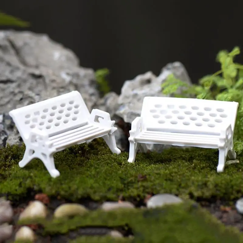

NEW Hot Sale 1.5cm Park Sits Chair Seat Doll Micro World Bonsai Garden Small Ornament Landscape Decoration White Color