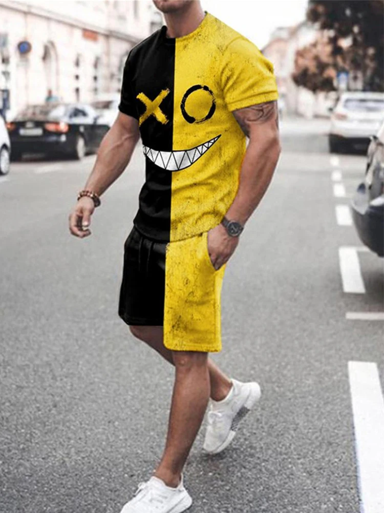 

Mens Summer Sportswear Casual Short Sleeve T Shirt Shorts Tshirts Set Sport Suit 3d Printed Fashion Oversized Tracksuit For Men