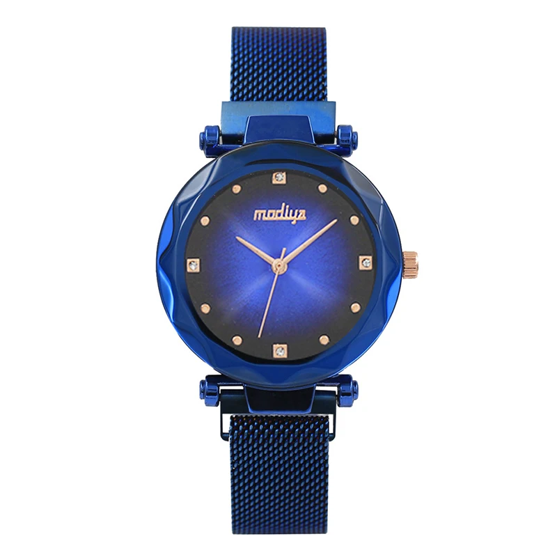 Роскошные женские часы Аврора розовое золото магнитная сетка модные с