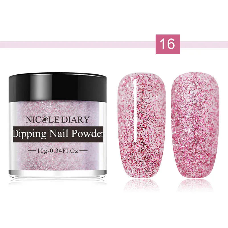 Color 16 NICOLE DAIRY 1 коробка 10 мл погружающаяся пудра для ногтей без лампы для лечения естественного сухого погружения пудра для ногтей гель для ногтей блестящая пудра для ногтей - Цвет: Color 16