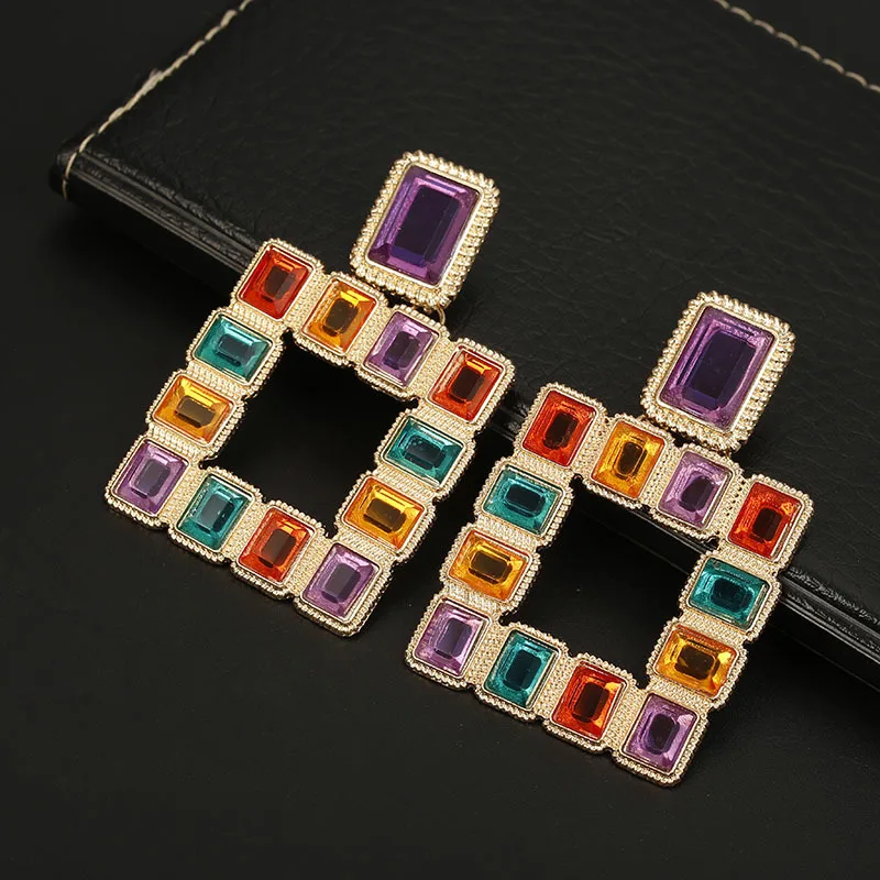 

2020 New Exaggeration color matching acrylic geometry earrings alloy earrings simple fashion women's accessories
