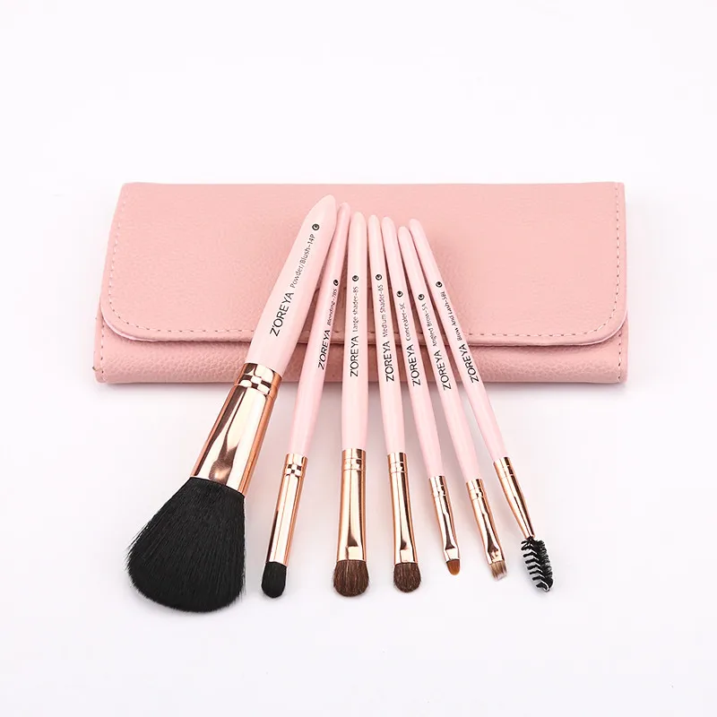 

Zoreya Brand New Arrival Blending Angled Brow Makeup Brushes High Quality Synthetic Hair Powder Eye Shadow Concealer Brush 7pcs
