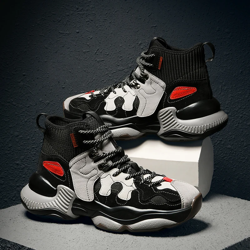 Кроссовки мужские высокие беговая Обувь массивные дышащие спортивные|Беговая