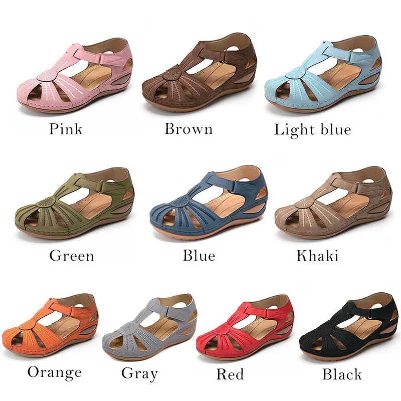 

Women's Sandals New 2020 Summer Handmade Ladies Shoe Leather Sandals For Women Flats Retro Style Soft Bottom Mother Shoes Girls