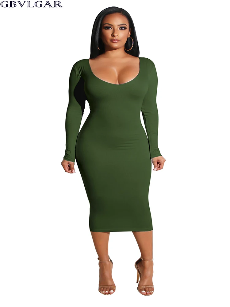 

Spring Autumn Women Long Sleeve Slim Dress Robe Sexy Black Blue White Dresses Lady Hollow Out Bodycon Midi Pencil Dress Vestidos