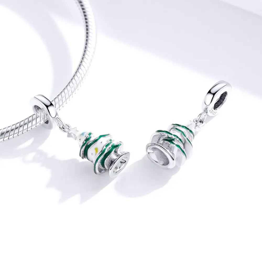 Подходит для браслета Pandora Серебро 925 CZ Колокольчик для елки украшения-Снеговички S925 Подарочный дом цветок бисер для изготовления ювелирных изделий