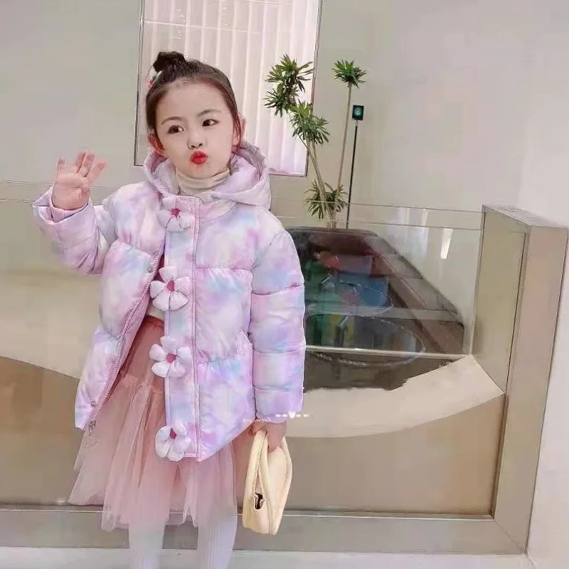 

2021 Winter Girls Fashion Colorful Parkas Baby Kids Children Thick Warm Coat Outerwear
