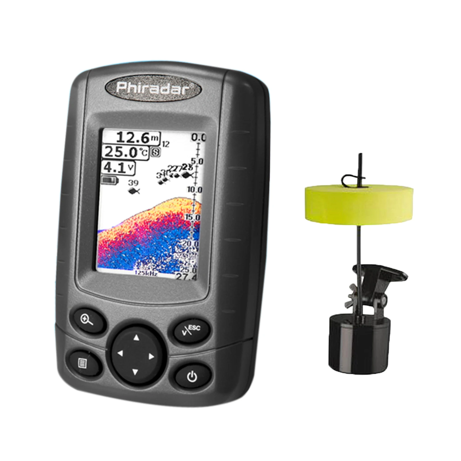 

Portable Fish Finder Handheld Fishfinder Fish Depth Finder Detector with Sonar Transducer and LCD Display