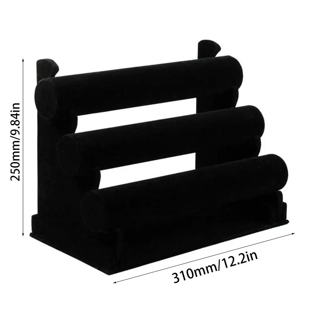 

Black Velvet Three Layer Jewelry Display Bangle Bracelets Holder Watch Organizer Rack Storage Holder Jewelry Accessories