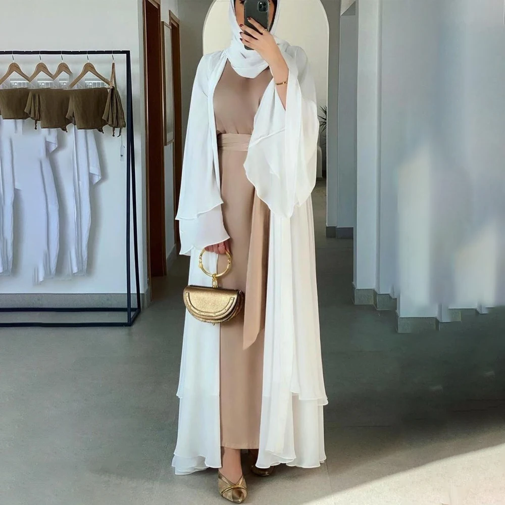 

MD 2021 Ramadan Dubai Abayas For Women Hijab Dress Muslim Open Abaya Fashion Kimono Cardigan Moroccan Caftan Islamic Clothing