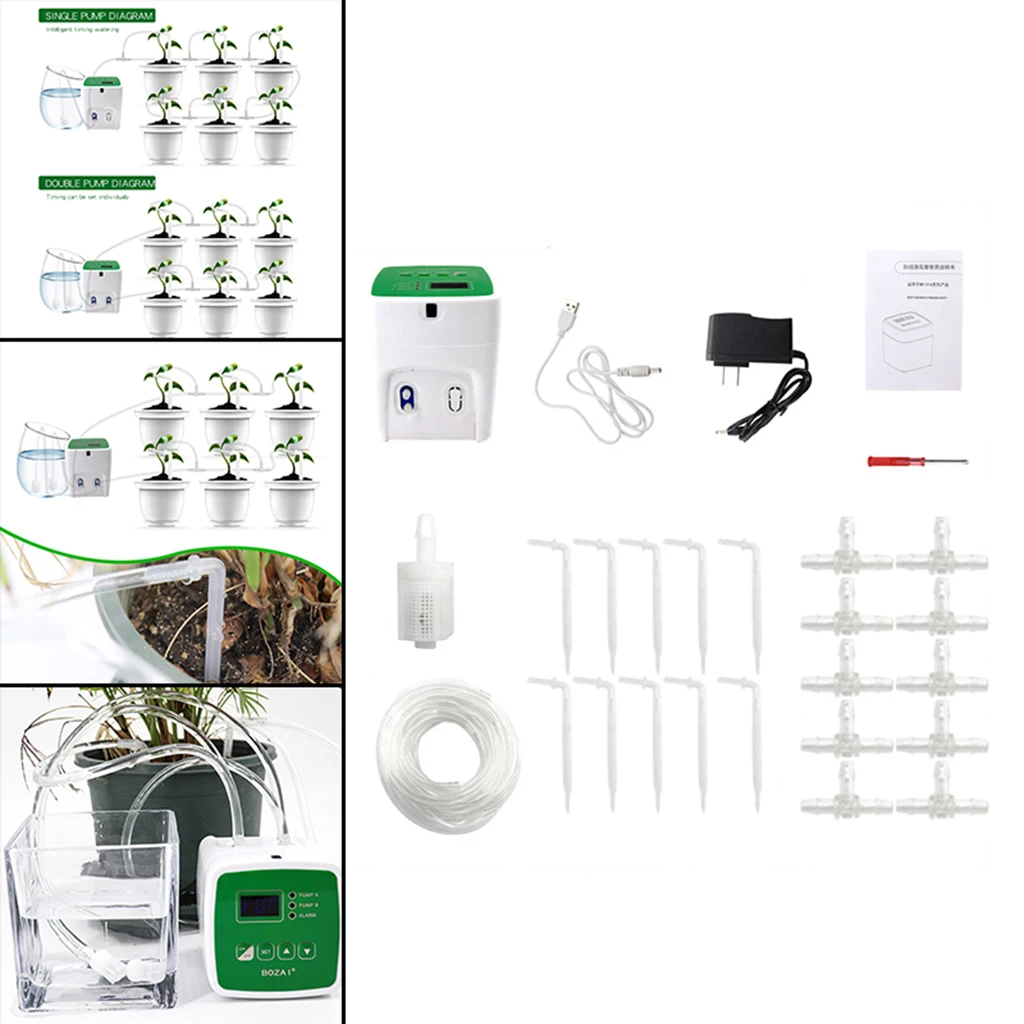 Automatic Watering System Drip Tape Irrigation Kit Double Pump 15 Pots US Plug Multi-function Settings |