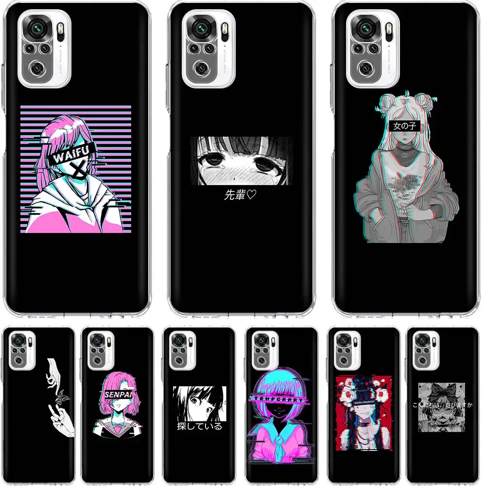 

Aesthetic Anime Glitch Girl Phone Case Funda For Xiaomi Redmi Note 10 Pro 9S 10S 9 8 Pro 8T 8A 9A 9C 7 7A 6 6A Back Cover Coque