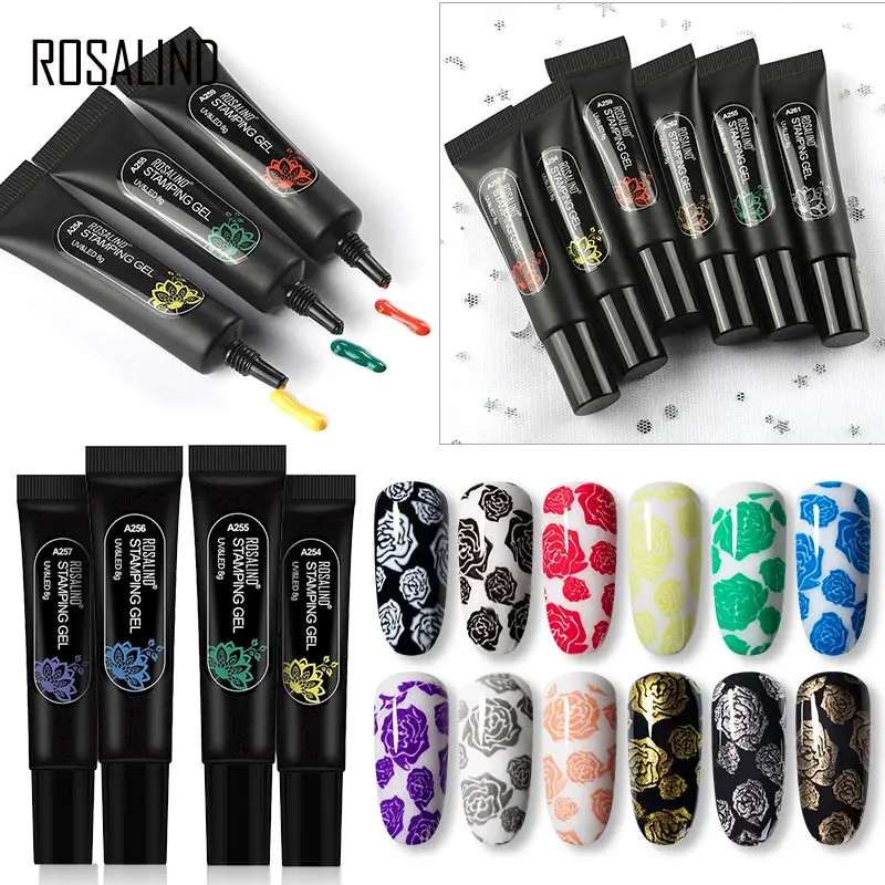 

ROSALIND Stamping Varnish Gel Polish Printing Semi Permanent Hybrid Varnishes UV Nail Polishes For Nail Art Design