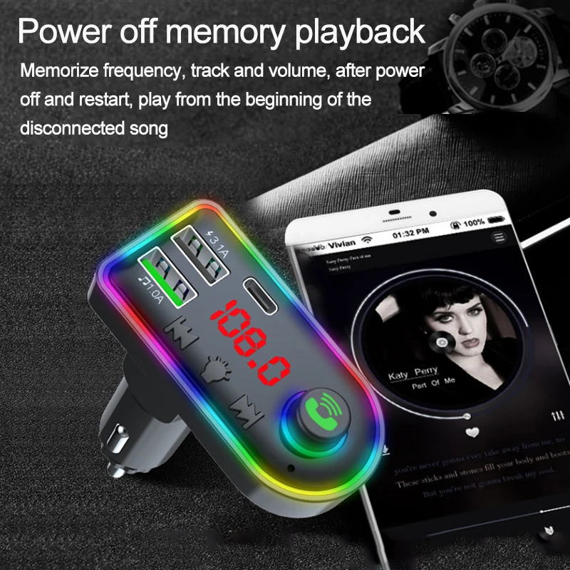 FM-передатчик Bluetooth 5 0 автомобильный комплект громкой связи стерео аудио mp3-плеер с