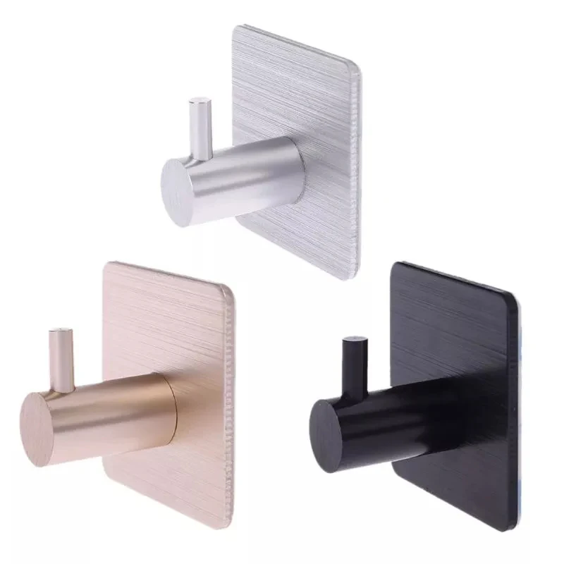 

2021 Kitchen Aluminum Hook Self Adhesive Home Wall Door Hook Multi-Purpose Storage Hooks Support Wholesale New Arrival