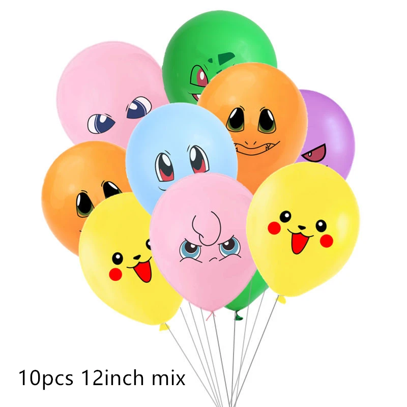 10pcs 12inch mix Новые воздушные шары Пикачу pokemon go, праздничные вечерние шары с днем рождения, праздничные украшения для детей, подарок для мальчиков, Мультяшные игрушки - Цвет: 10pcs 12inch mix