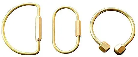 

3 pcs Retro Brass D Shape Ellipse Key Ring Keyring Simple Outdoor EDC