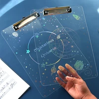 a4 starry sky series writing board clip kids stationery paper acrylic pad splint transparent feather clipboard school supplies