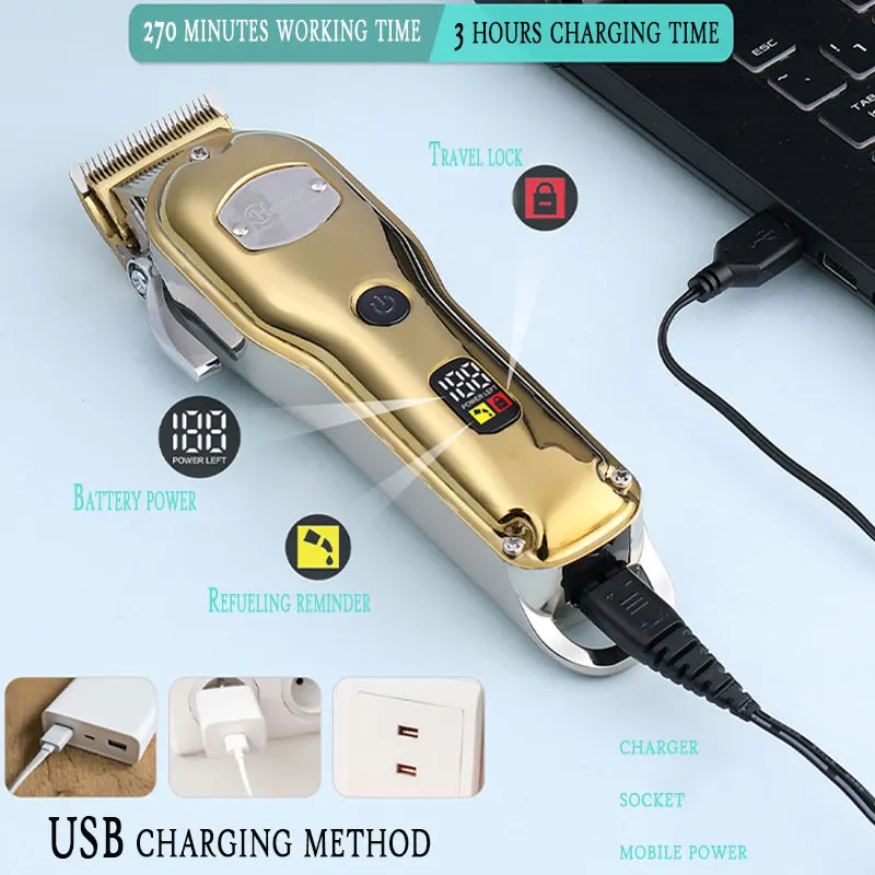 Профессиональный беспроводной триммер для волос IPX7 8 Вт Мощный Набор стрижки
