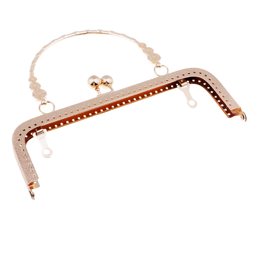 

20cm Retro Purse Bag Clutch DIY Craft Metal Frame Pearl Bead Head Clasp Lock