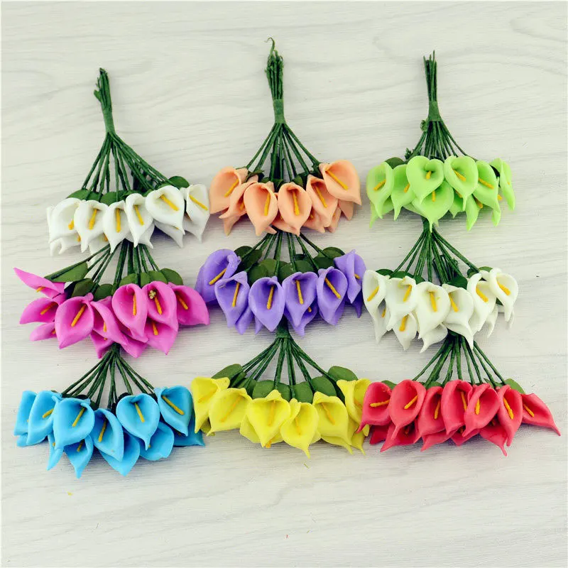 

12PCS/ Lot Different Colours Mulberry Calla Lily Paper Flower Bouquet/Scrapbooking Flower Simulation Flowers 11cm Long