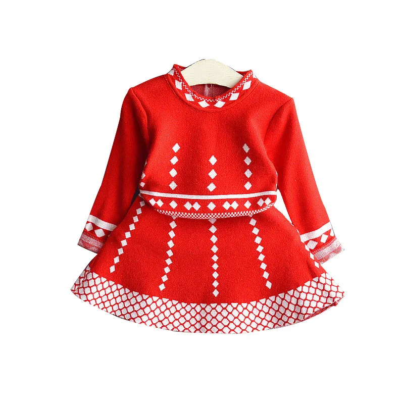 

2020 New Arrivals Summer Children Sets Long Sleeve O Neck Print Red Purple Cute 2Pcs Girls Clothes Sets 2-7T
