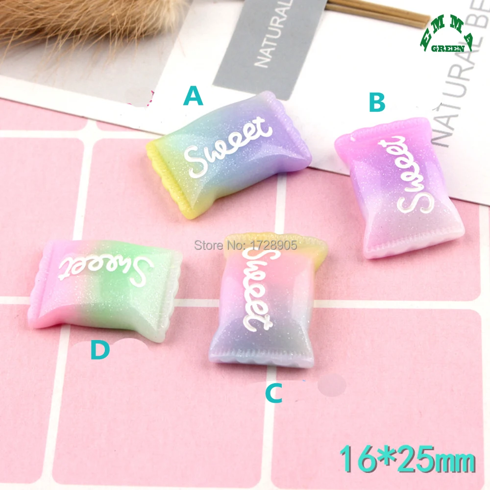 

Slime Charms Cute Sweet Candy Beads 3D Food Resin Cabochon 10pcs 25mm for phone case DIY craft girls Room Decor