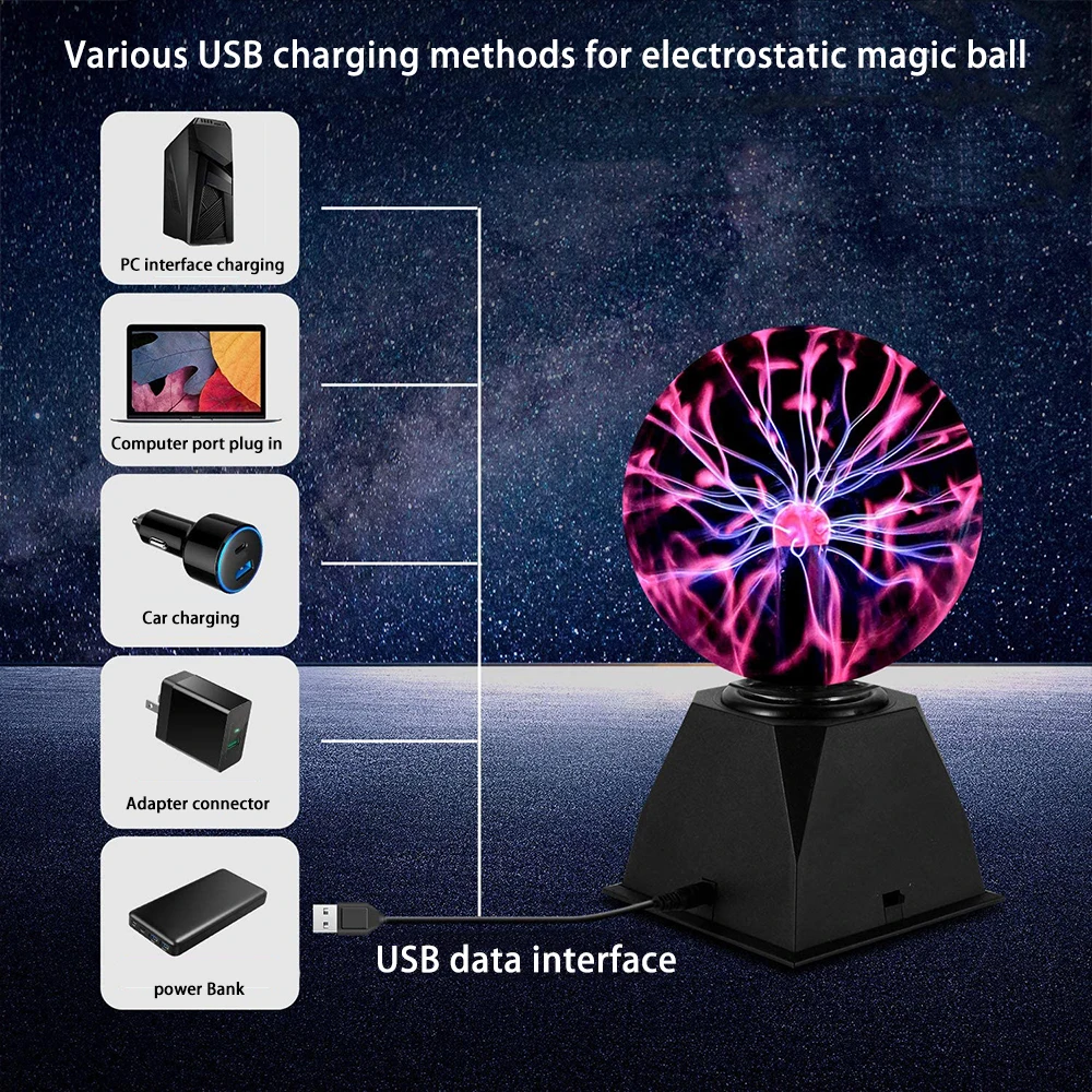 Novelty Magic Plasma Ball Light 4/5/6/8Inch Night Christmas Kids Gift Glass Lamp Party Decor Table Lights New | Освещение