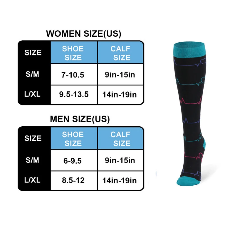 Носки компрессионные для мужчин и женщин эластичные цветные полосатые носки до