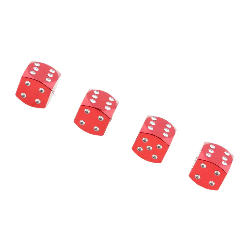 

4Pcs Dice Shape Tyre Valve Covers Caps Stems For Car Bike Truck Motorcycle Red