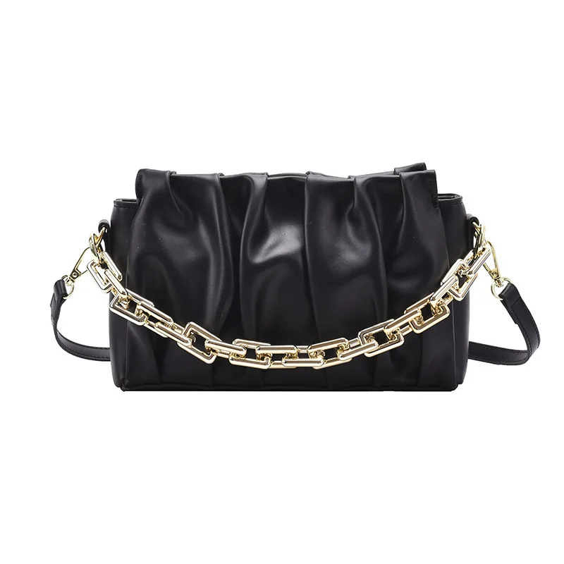 

Textured casual bag women's bag 2021 new trendy fashion all-match fold messenger bag simple chain one-shoulder armpit bag