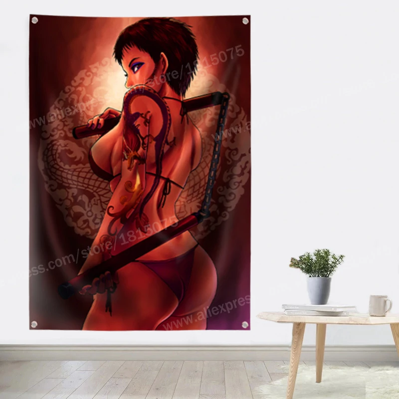 Флаг Татуировка баннер Nunchakus Sexy Lady Beauty And Art украшение для дома подвесной флаг 4
