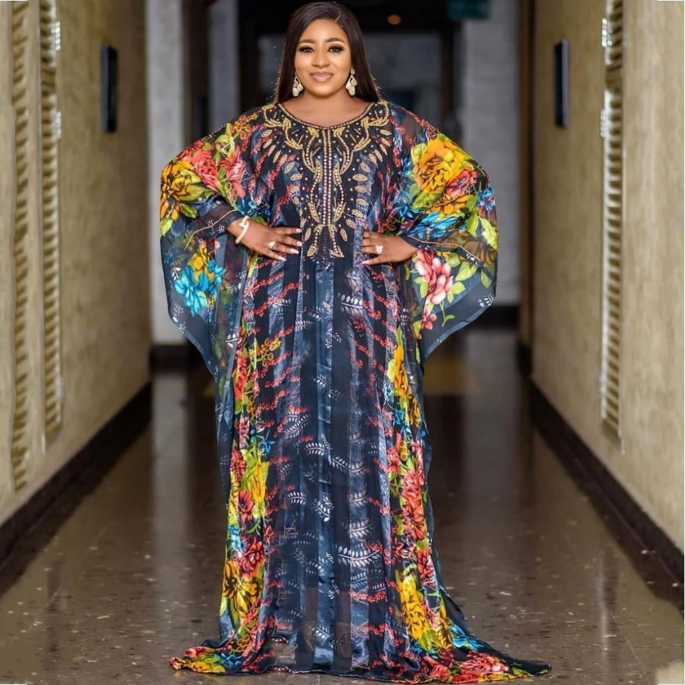 

African Dresses For Women Diamonds Traditional Dashiki Boubou Robe Africaine Femme Long Africa Maxi Dress African Clothes