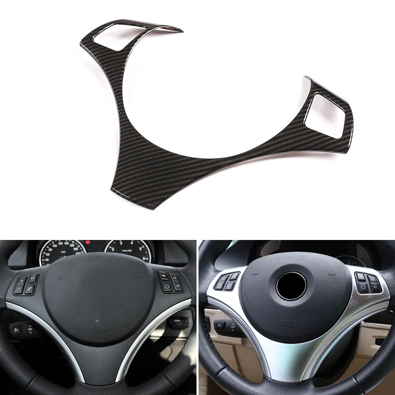 

Carbon Fiber Texture Car Styling Steering Wheel Panel Switch Button Frame Cover Trim For BMW 1 3 Series E90 E92 E82 E87 X1 E84