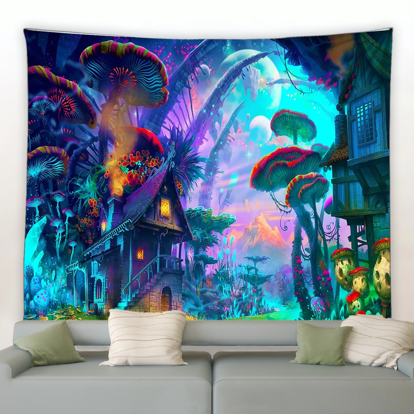 

Psychedelic Mushroom Tapestry Fantasy Plant Wall Tapestry Galaxy Space Tapestry Starry Night Sky Tapestry Wall Hanging For Room