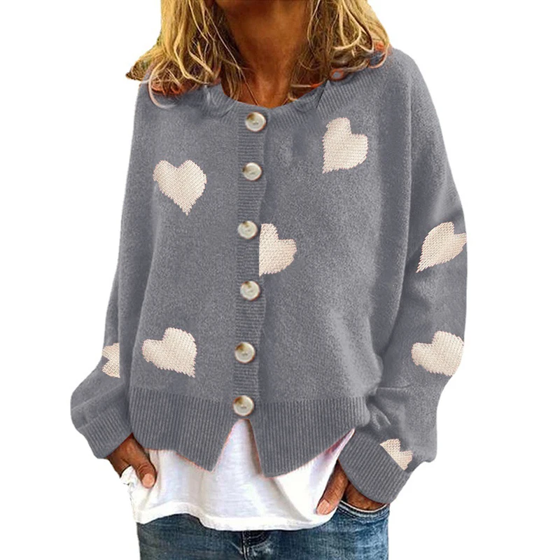 

Women's Knitted Cardigan Love Embroidery Korean Fashion Chic Single Breasted Cardigan for Women Warm Knitwear Students Sweater