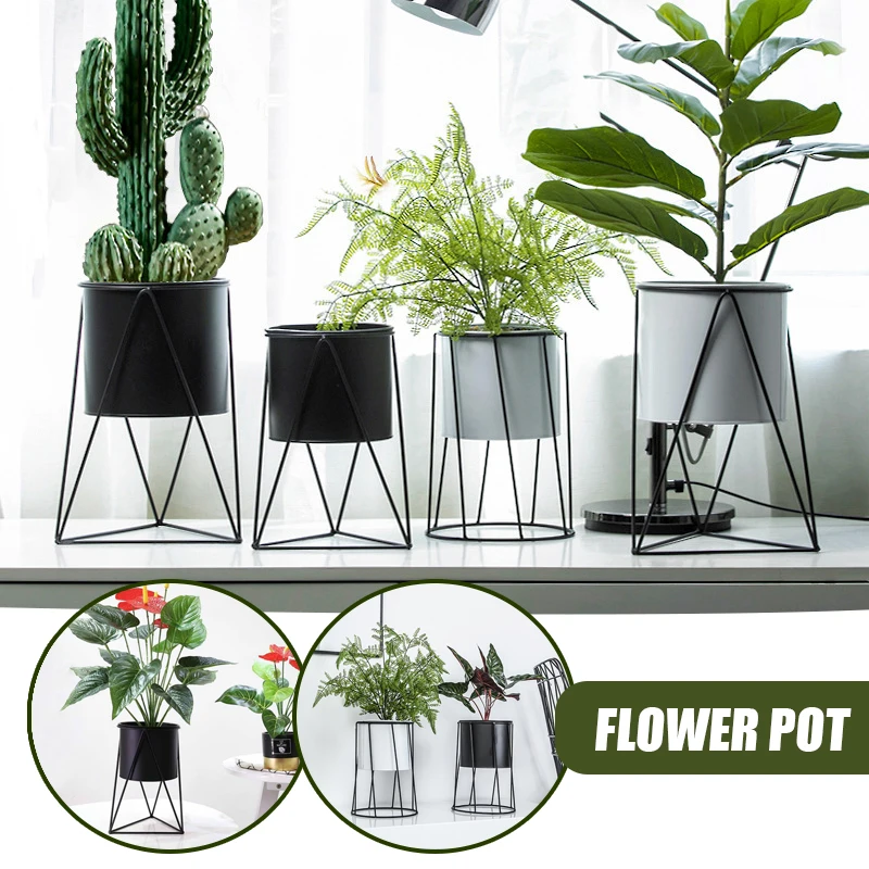 Nordic Style Creative Bonsai Flowerpot  Iron Art Plant Vase Stand Planter Holder Garden Balcony Decor Flower Vase Shelf Rack