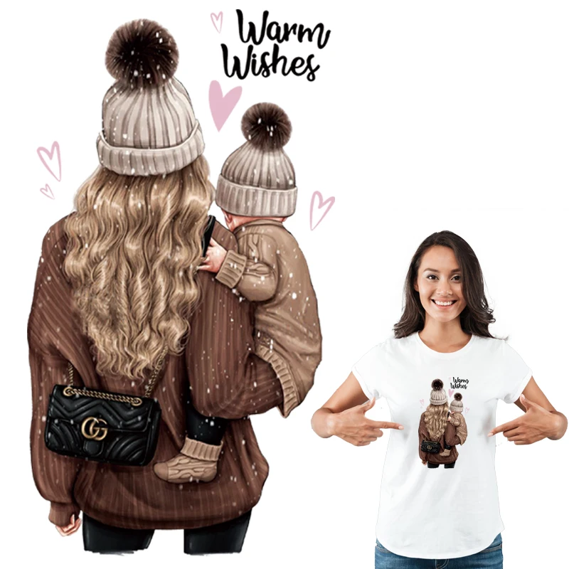 Теплые пожелания от мамы патчи Железный На семейная одежда A Level моющиеся