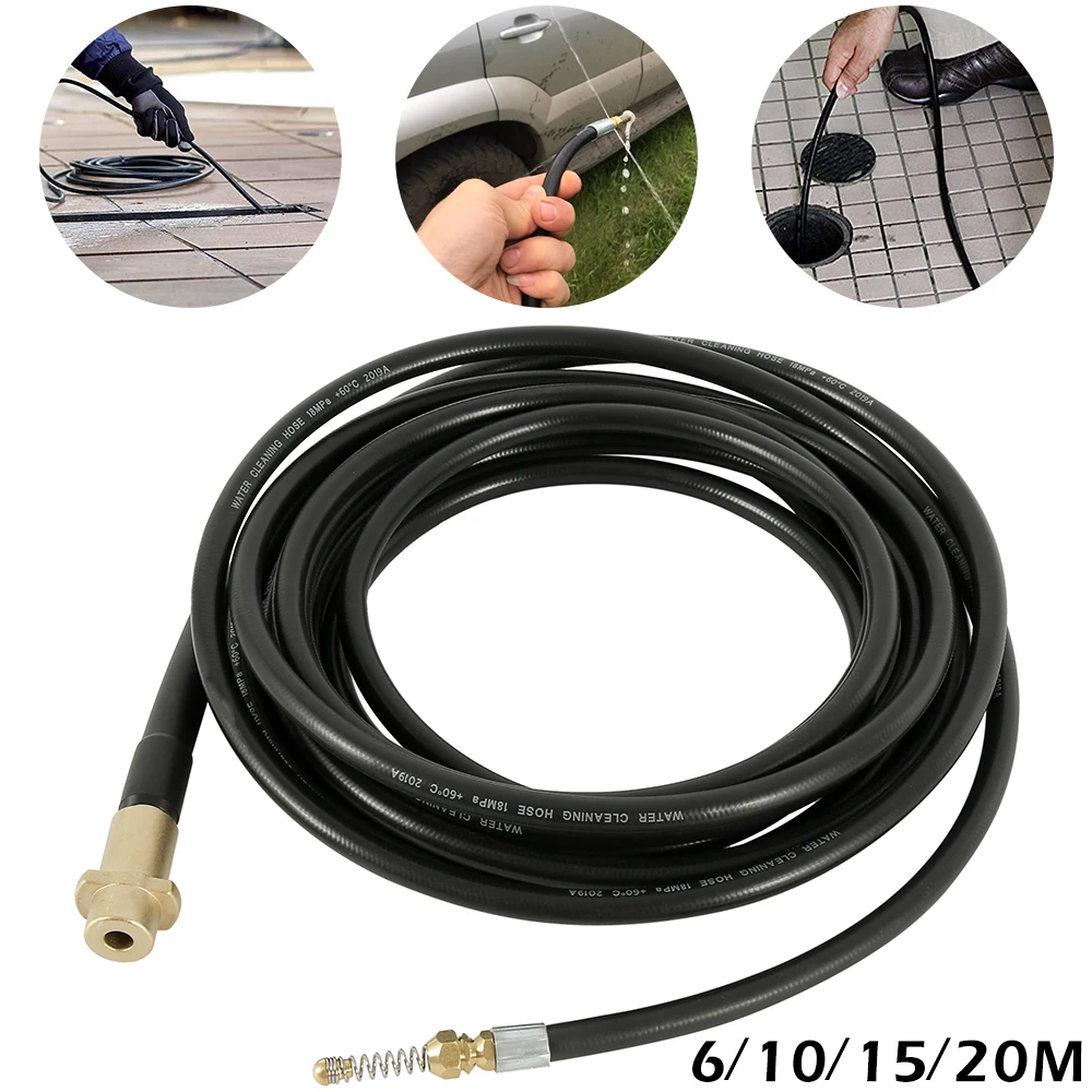 

20m Sewer Drain Water Cleaning Hose Sewage Pipe blockage clogging hose cord nozzle for Karcher Bosch High Pressure Jet Washer