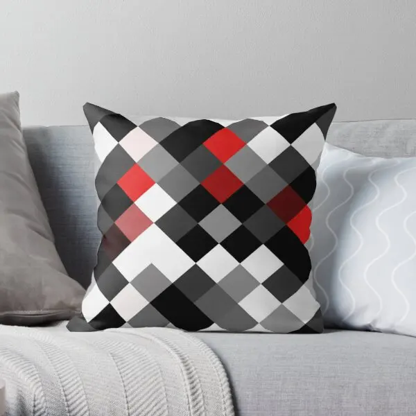 

Bold Block Black White Red Diagonal Patt Printing Throw Pillow Cover Cushion Square Car Anime Wedding Soft Pillows not include